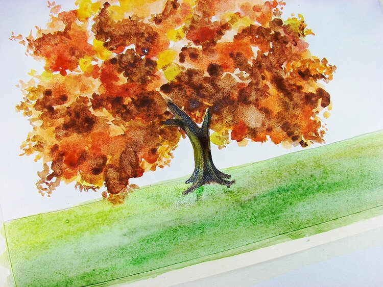 Рисование осеннее дерево
