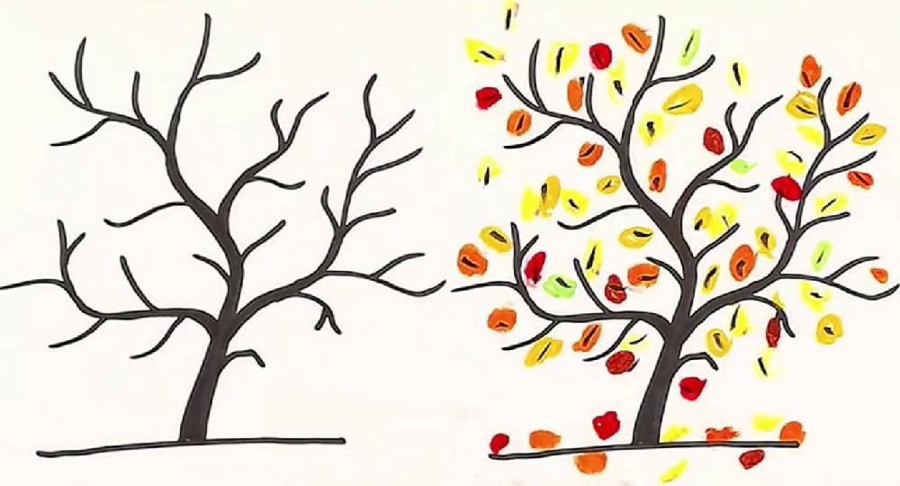 Поэтапное рисование осеннего дерева