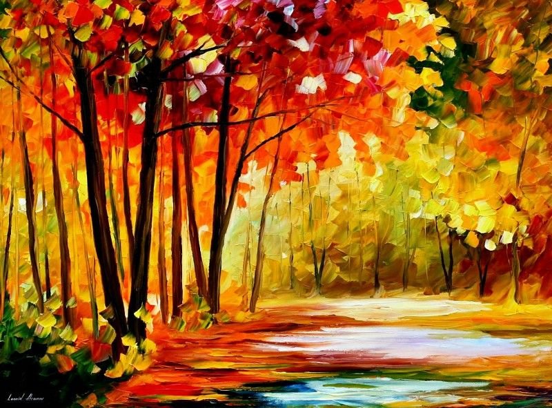 Осенний пейзаж красками