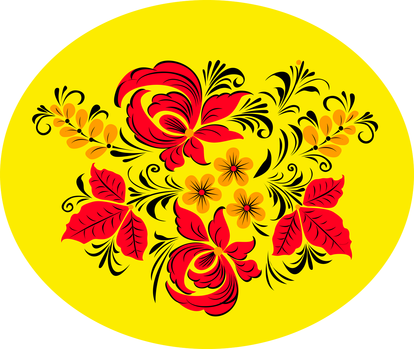 Элементы хохломской росписи цветы