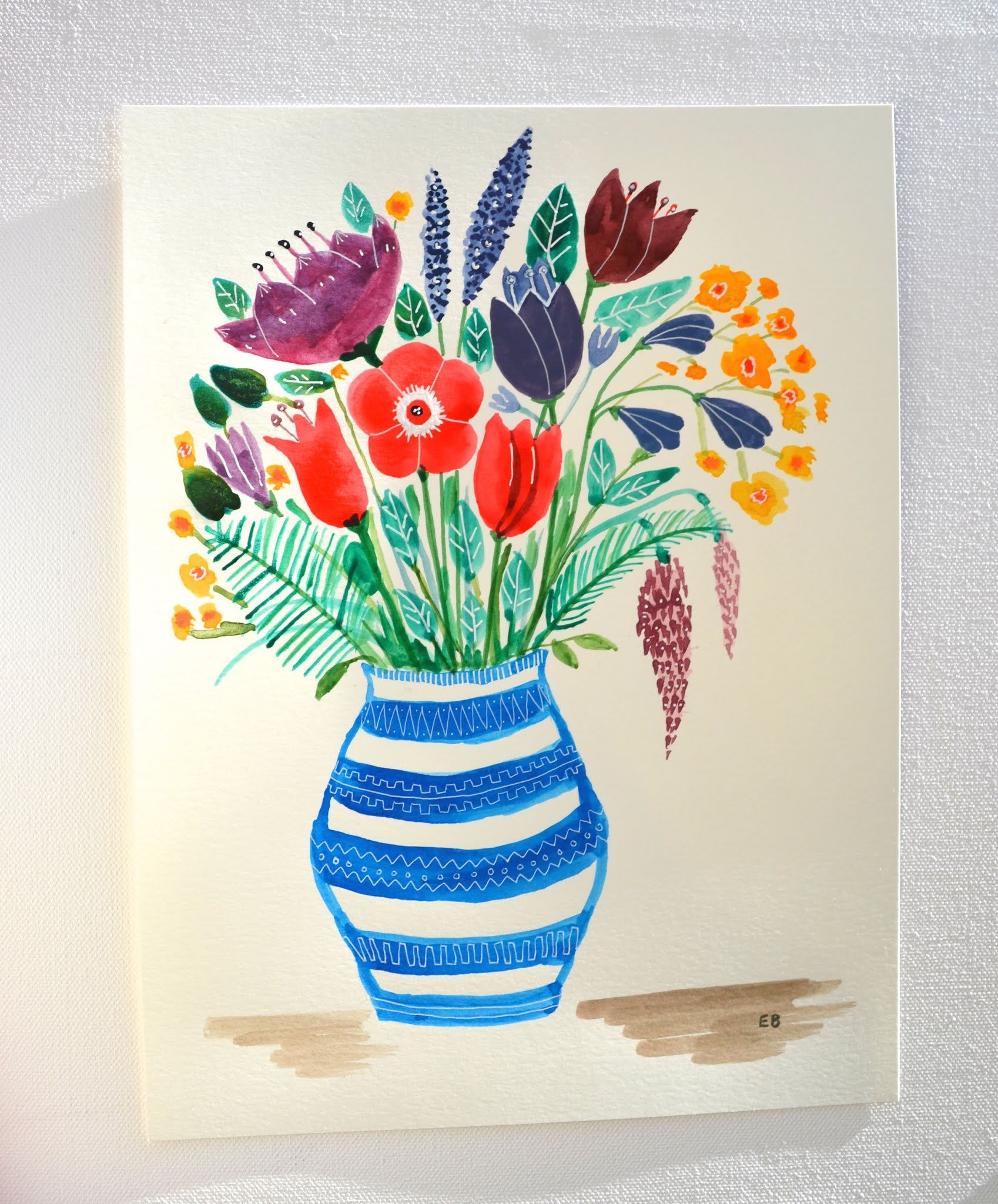 Рисование ваза с цветами для мамы