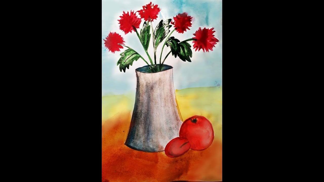 Рисование для детей ваза с цветами