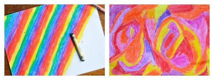Рисование цветными мелками на бумаге