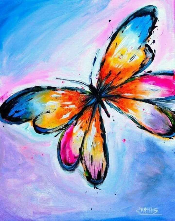 Нарисовать бабочку красками