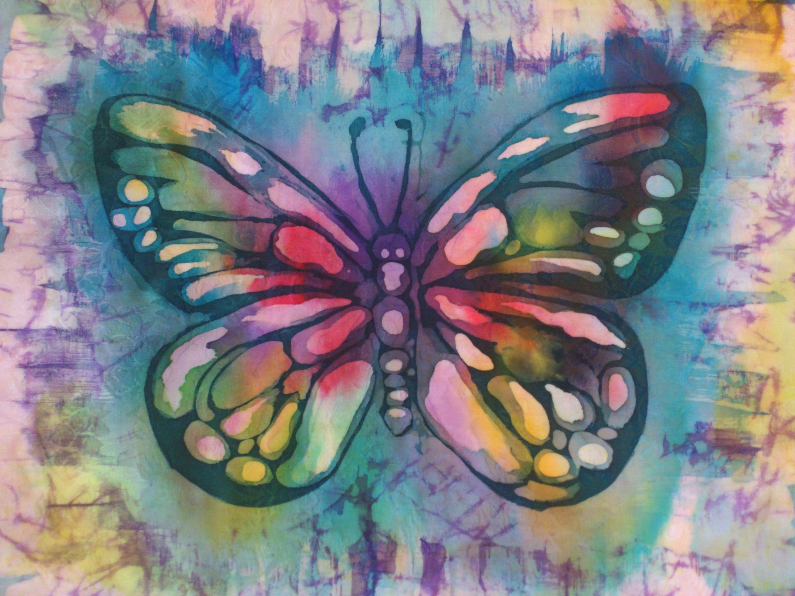 Рисование бабочки красками