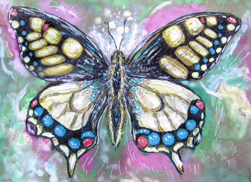 Рисуем бабочку гуашью
