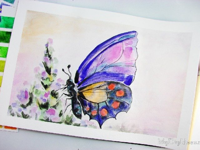 Рисование с детьми бабочка акварель