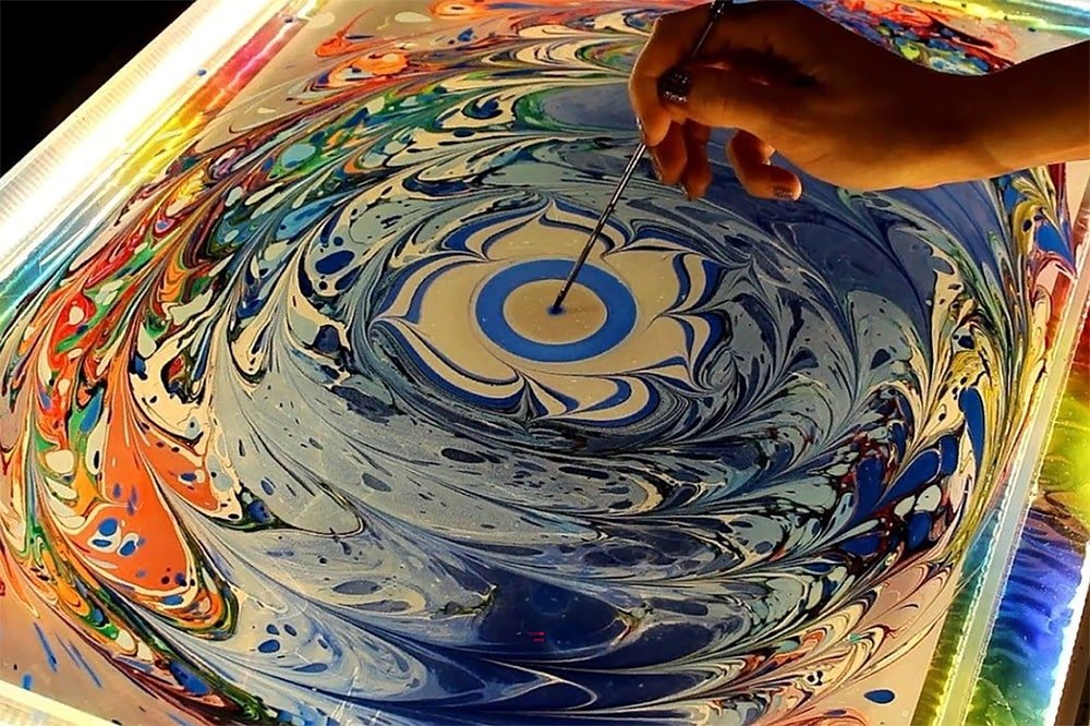 Рисование красками на воде техника эбру