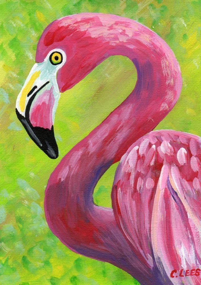 Фламинго живопись акрилом