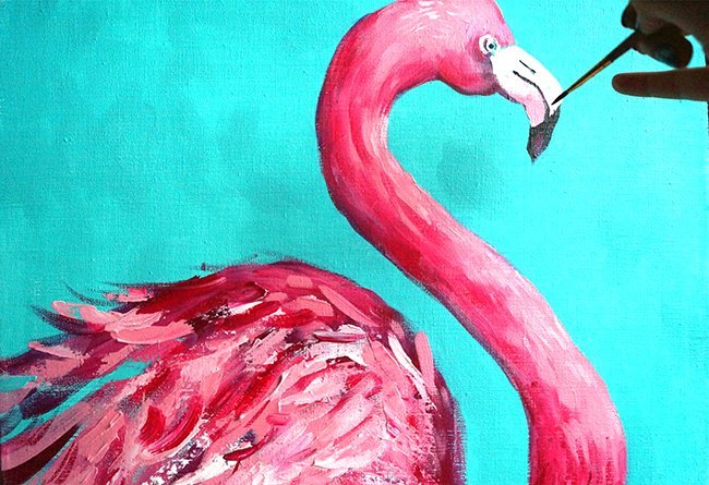 Фламинго красками для детей