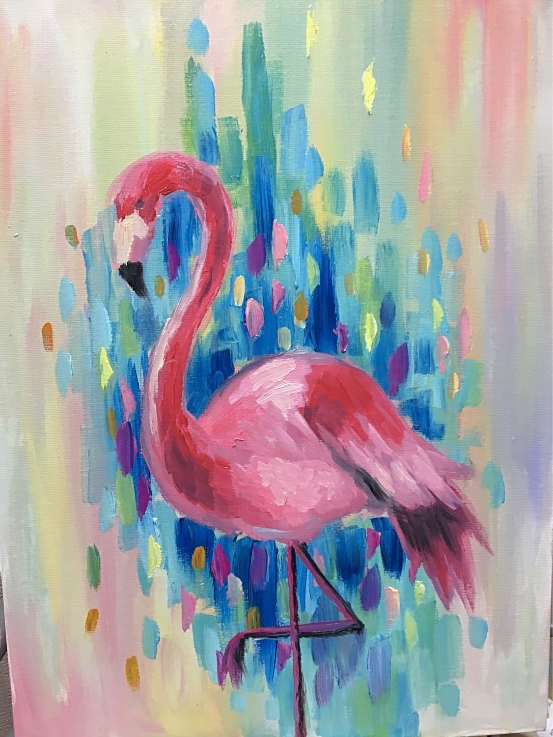 Фламинго красками