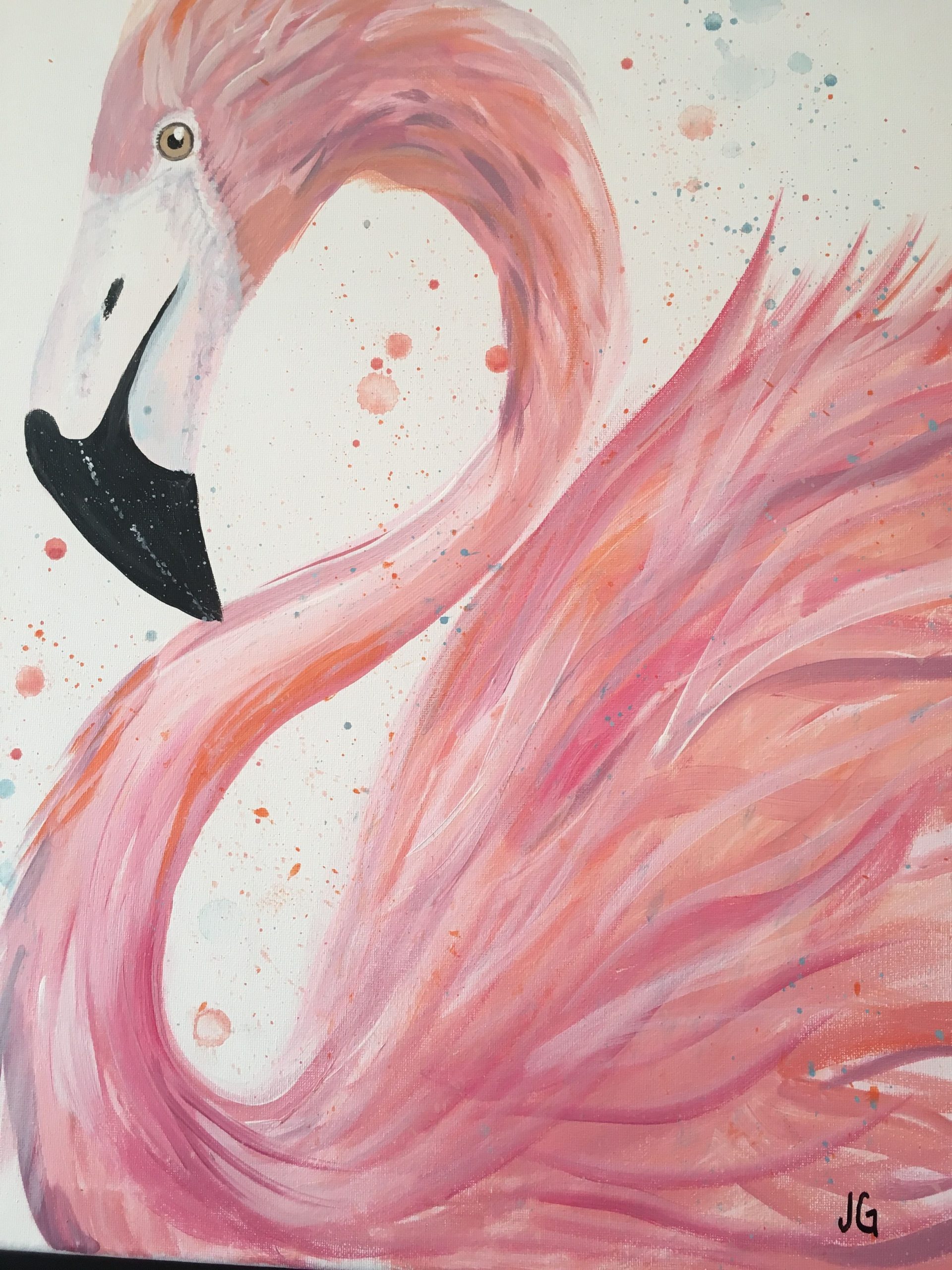 Розовый Фламинго гуашью
