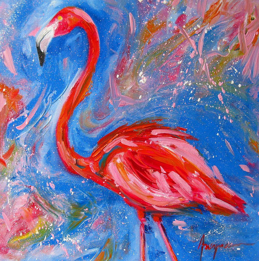 Фламинго живопись мастихином иностранных художников
