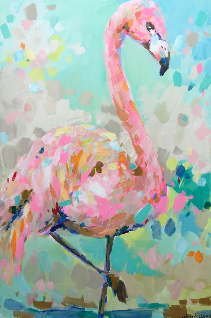 Фламинго картина акрилом