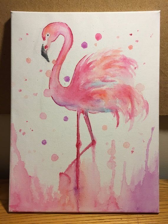 Фламинго гуашью