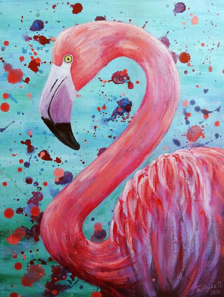 Розовый Фламинго живопись картина живопись