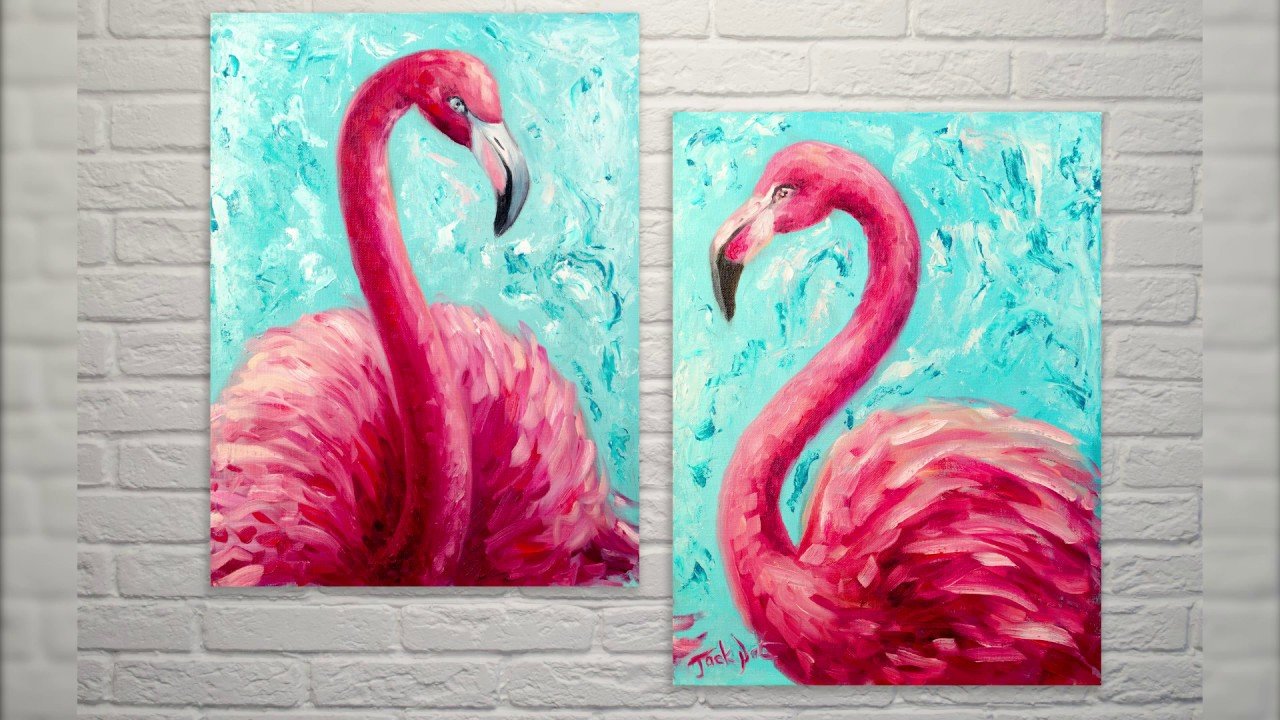 Фламинго акриловыми красками
