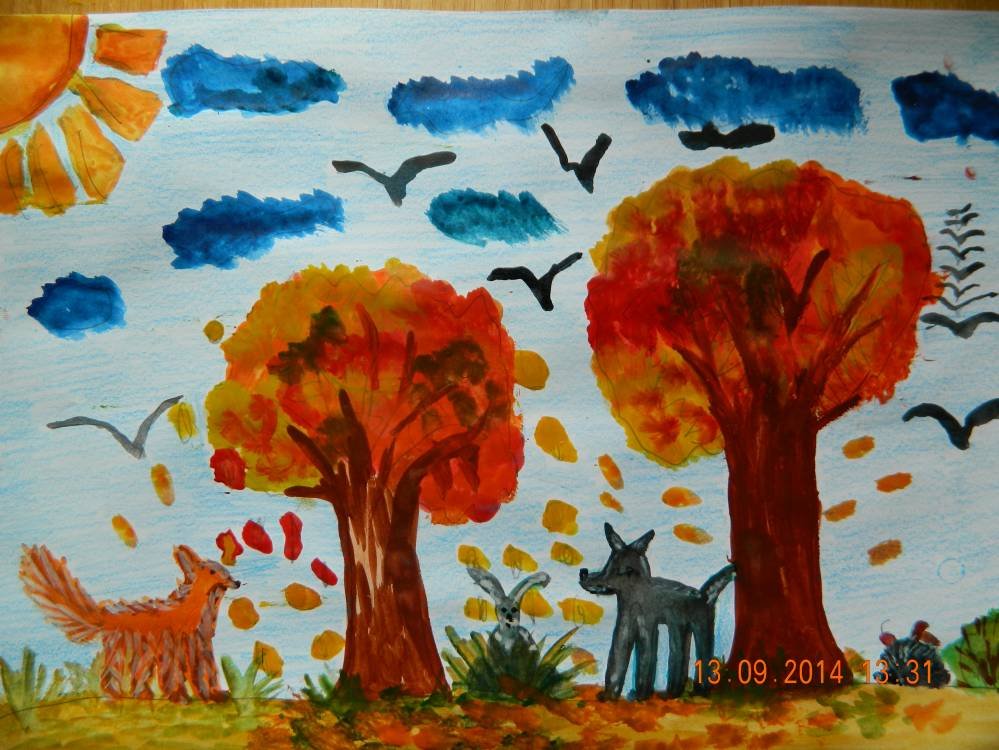 Осенний лес для рисования для детей