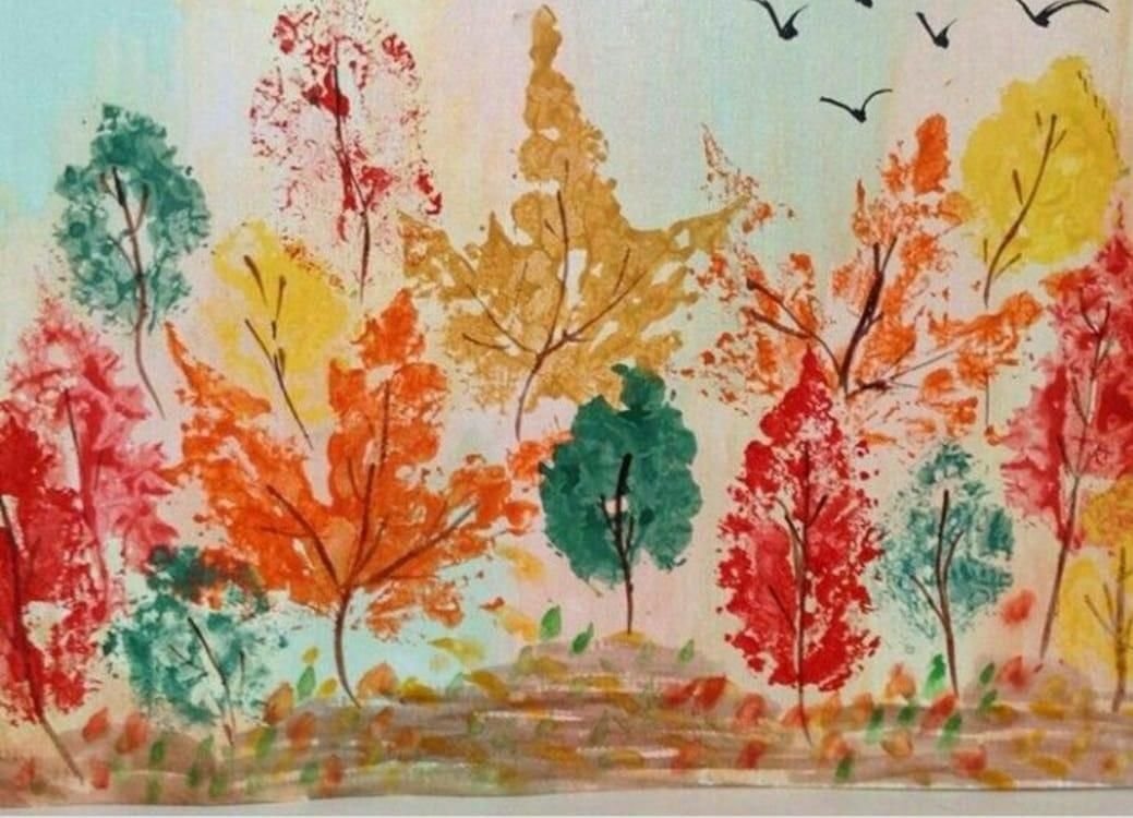 «Осенние листья» (Отпечатки листьев) дети