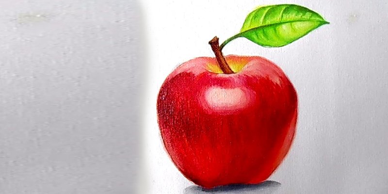 Яблоко рисунок красками