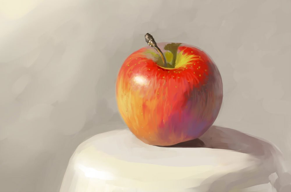 Натюрморт с яблоками гуашью