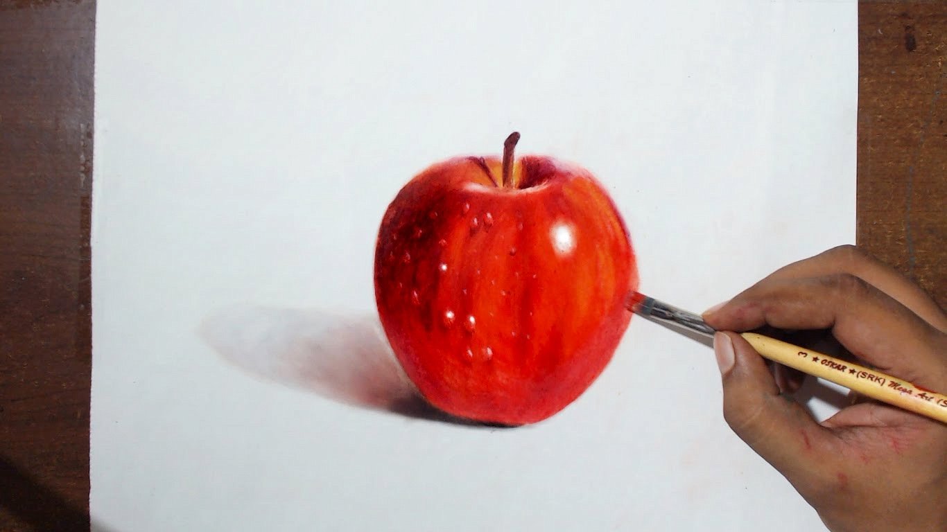 Яблоко рисунок красками