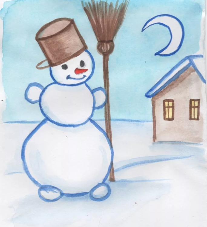 Детские рисунки снеговика