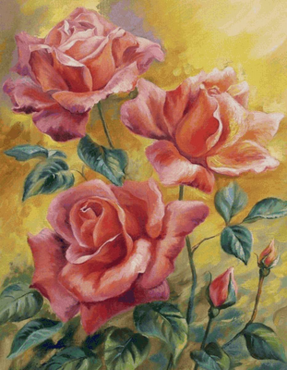 Розы акриловыми красками