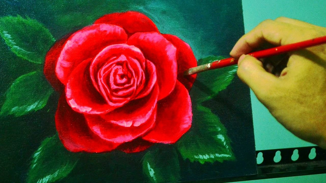 Рисуем розы акрилом