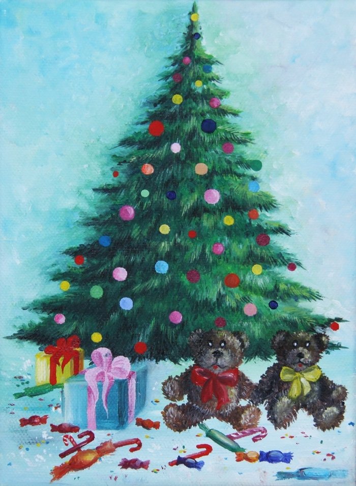 Рождественская елка живопись