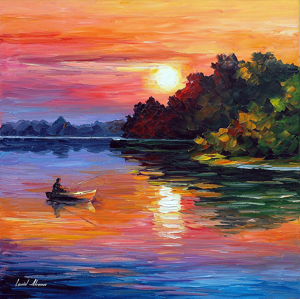Леонид Афремов закат на озере