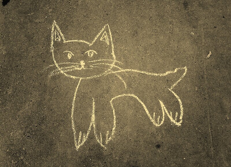 Рисование мелками котиков