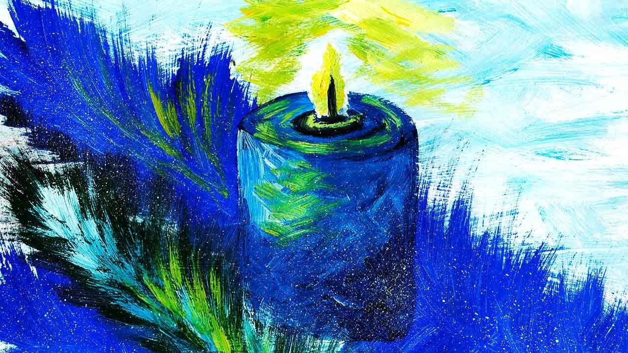 Рисование свечой и акварелью