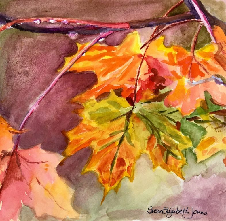 Осенние листья гуашью