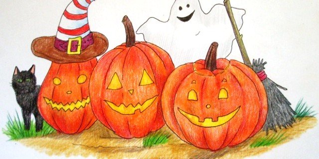 Детские рисунки на Хэллоуин