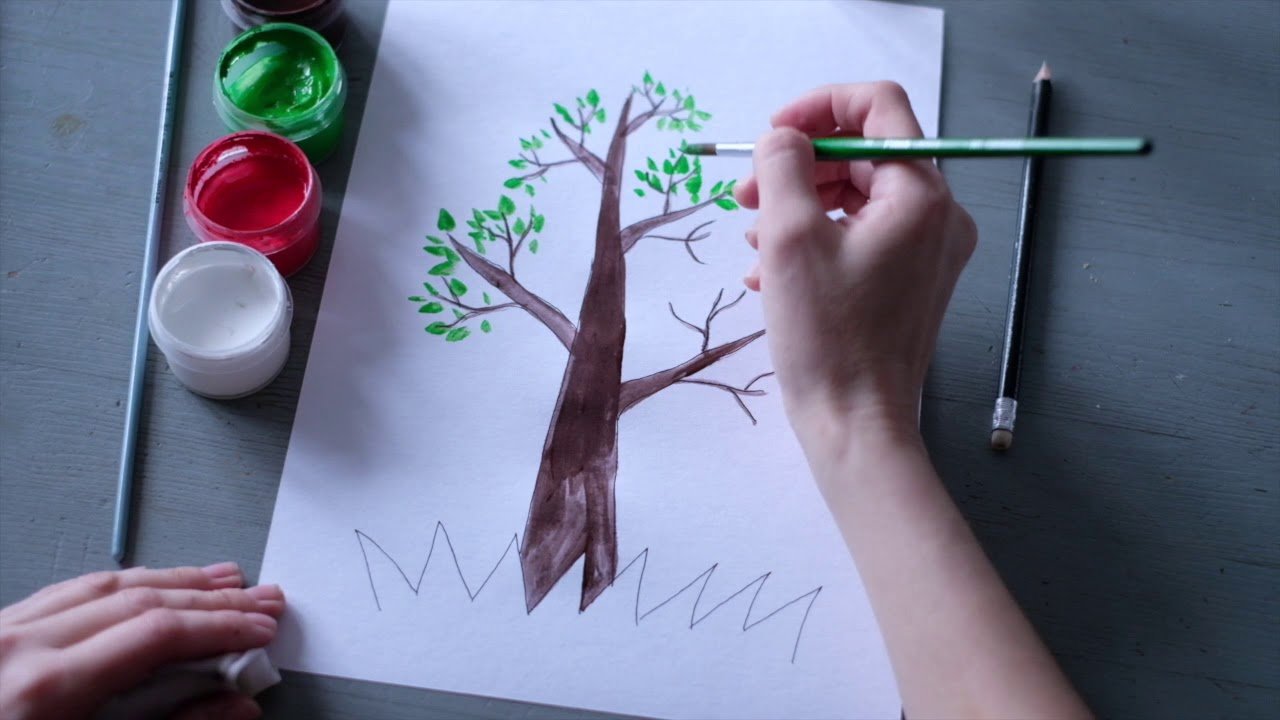 Рисуем дерево с малышами