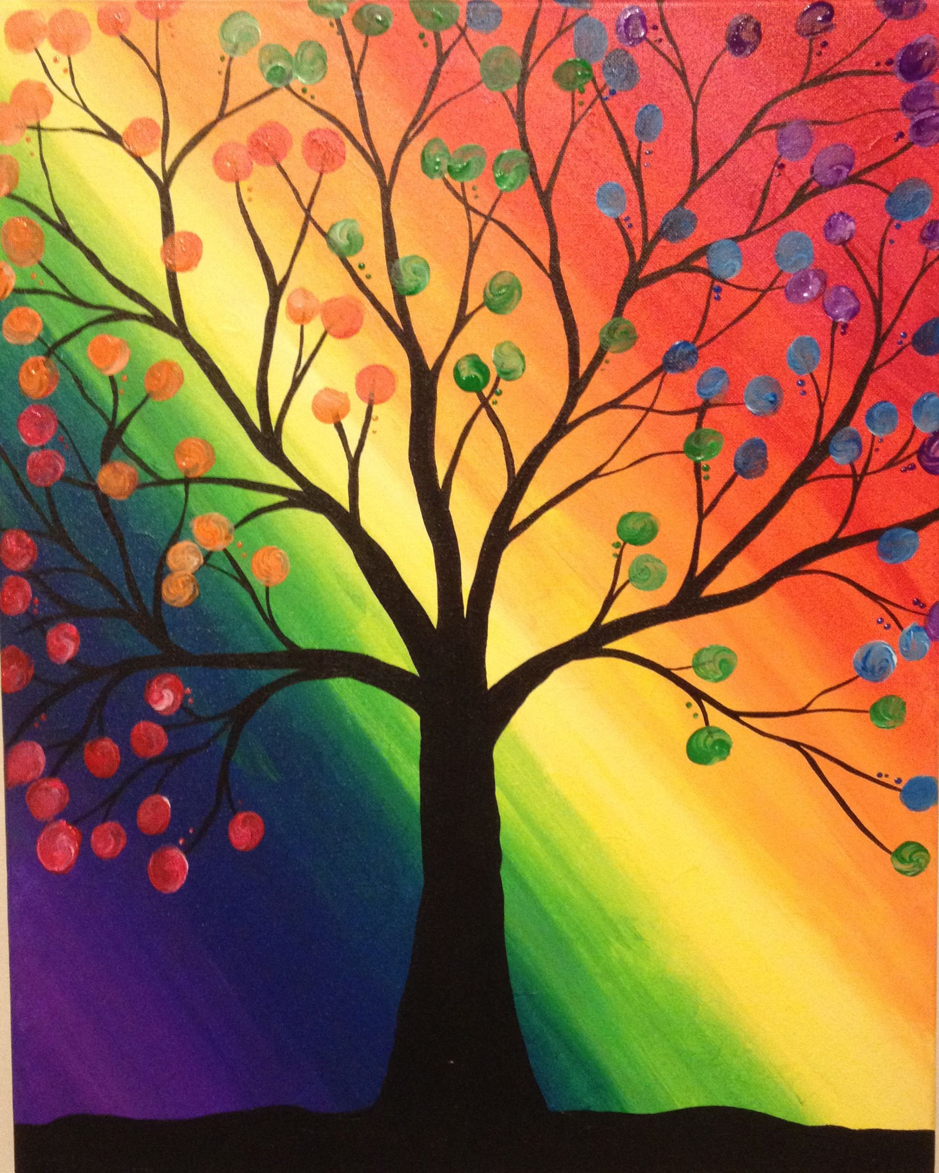 Картина разноцветные деревья