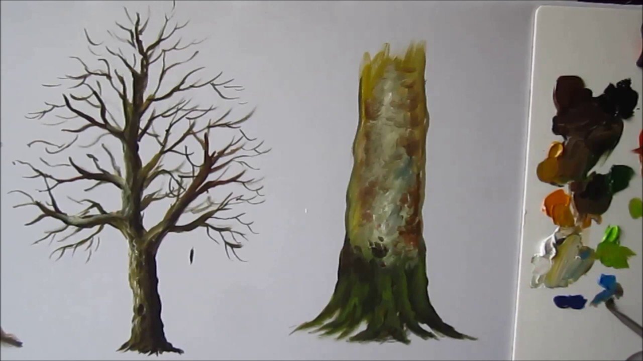 Рисование деревьев гуашью
