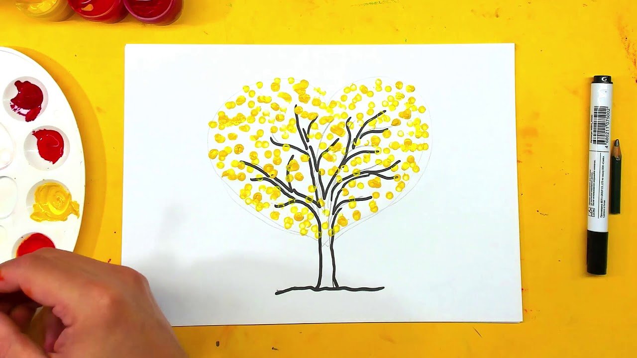 Дерево для рисования ватными палочками