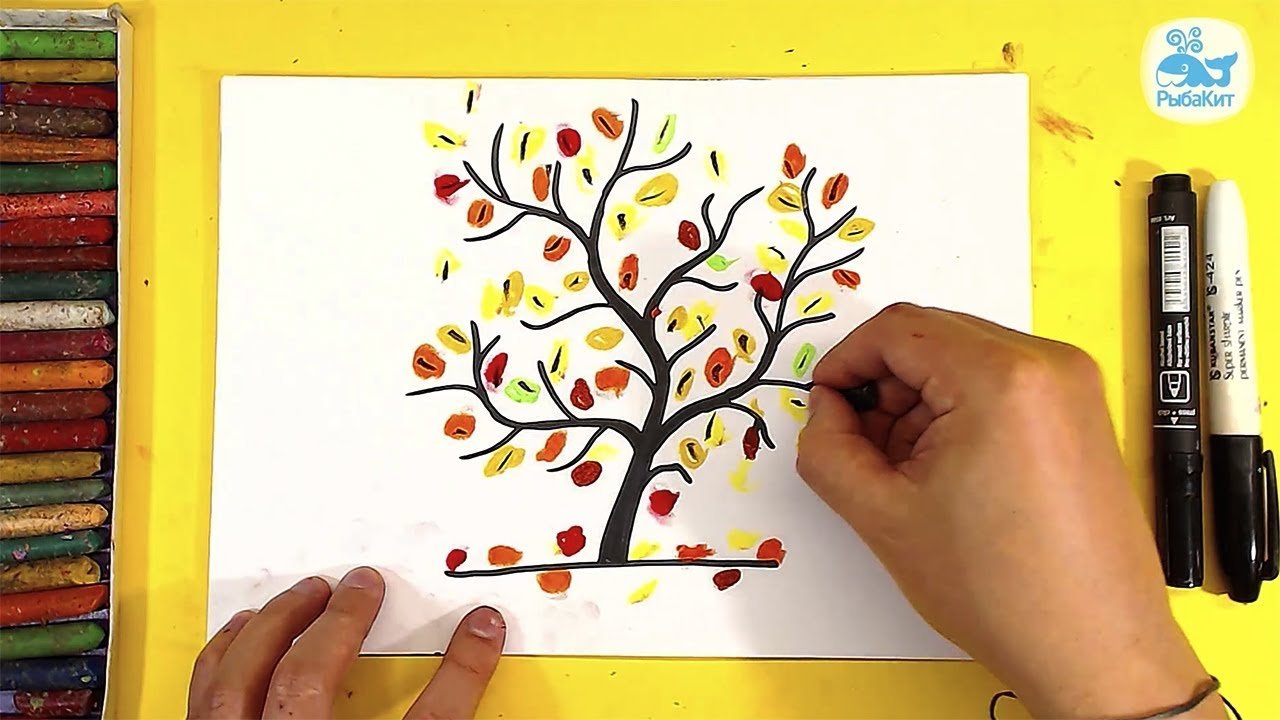 Рисование для детей дерево маркером