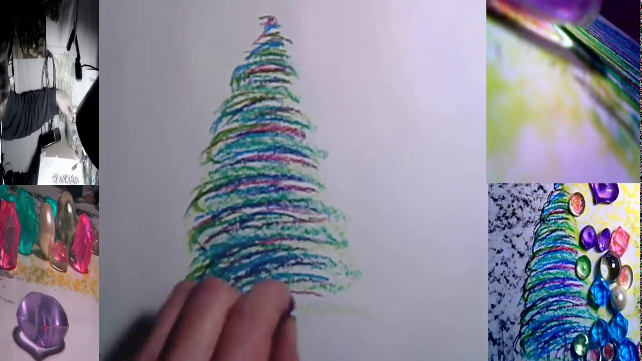 Рисование новогодней елки восковыми мелками