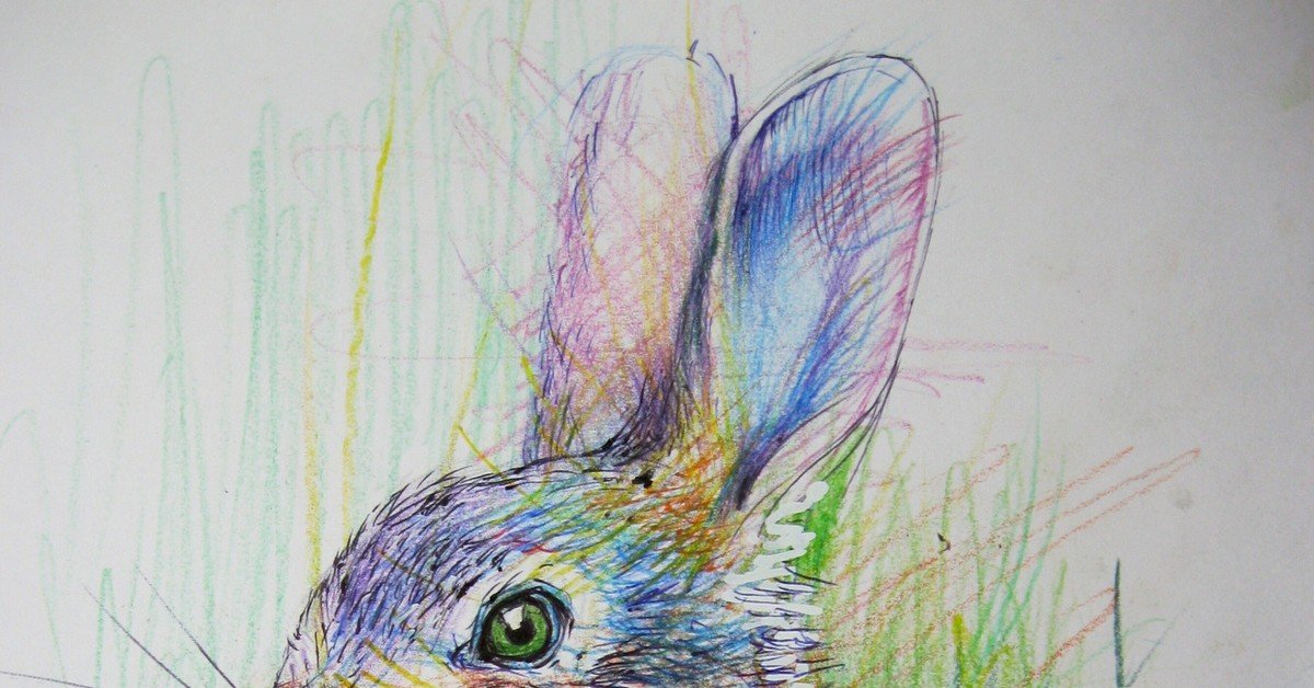 Рисунки цветными карандашами зайчик