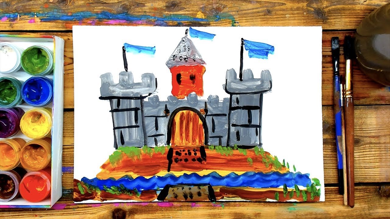 Замок красками для детей