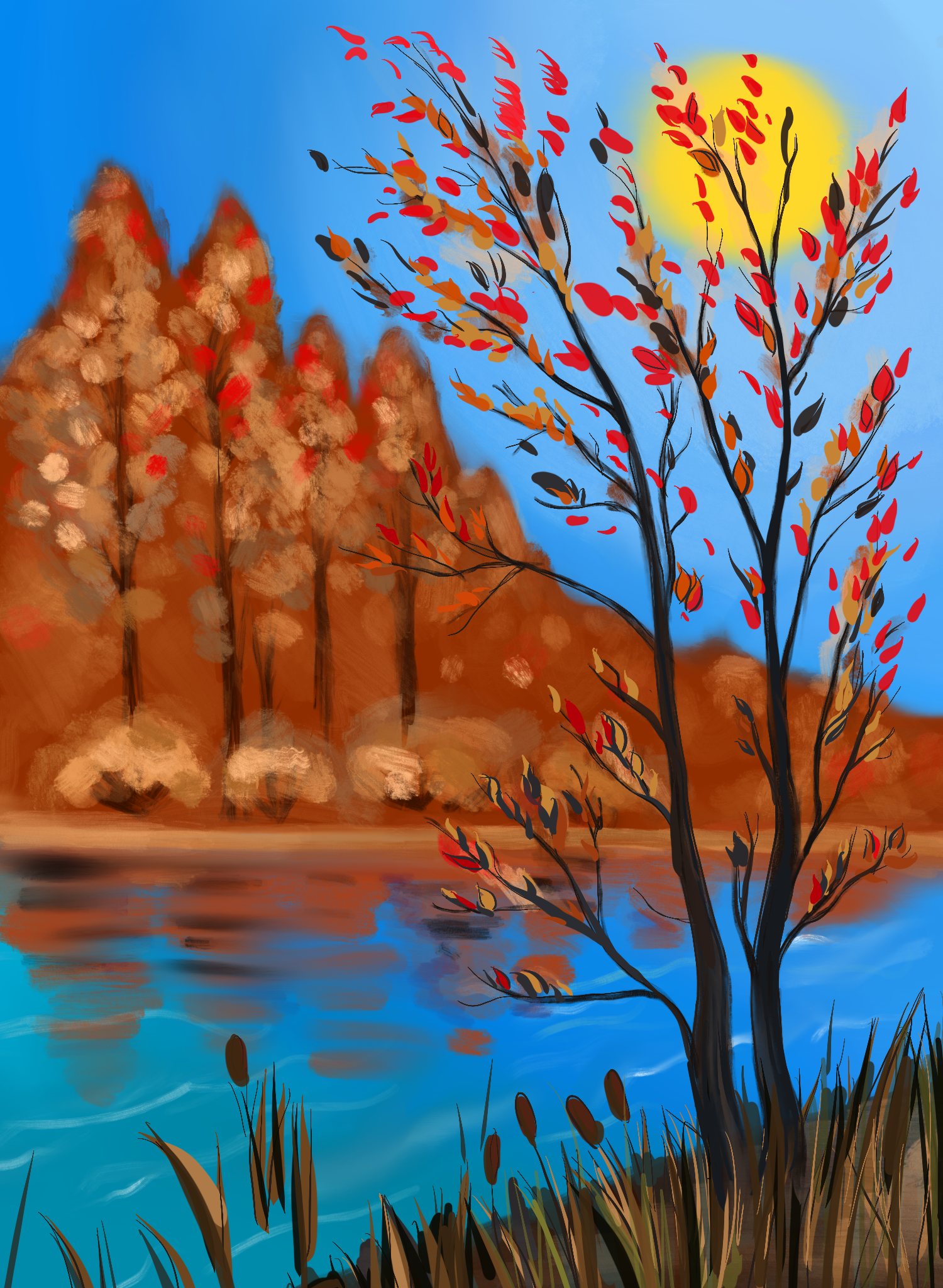 Рисование осеннего пейзажа