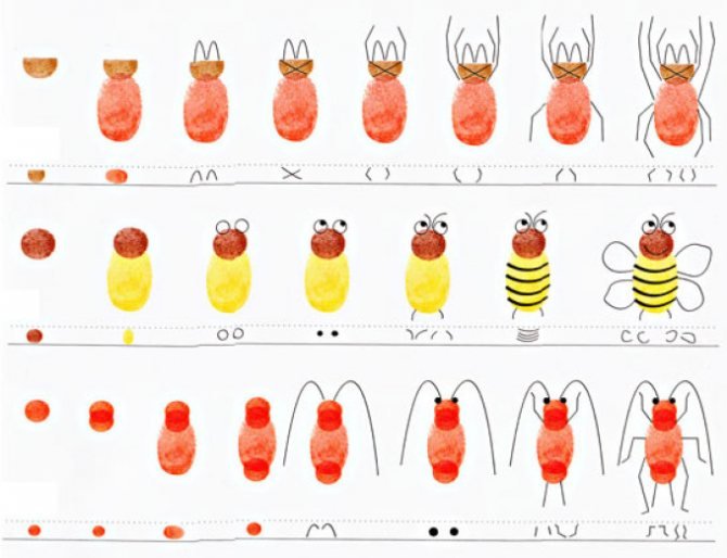 Рисуем насекомых пальчиками