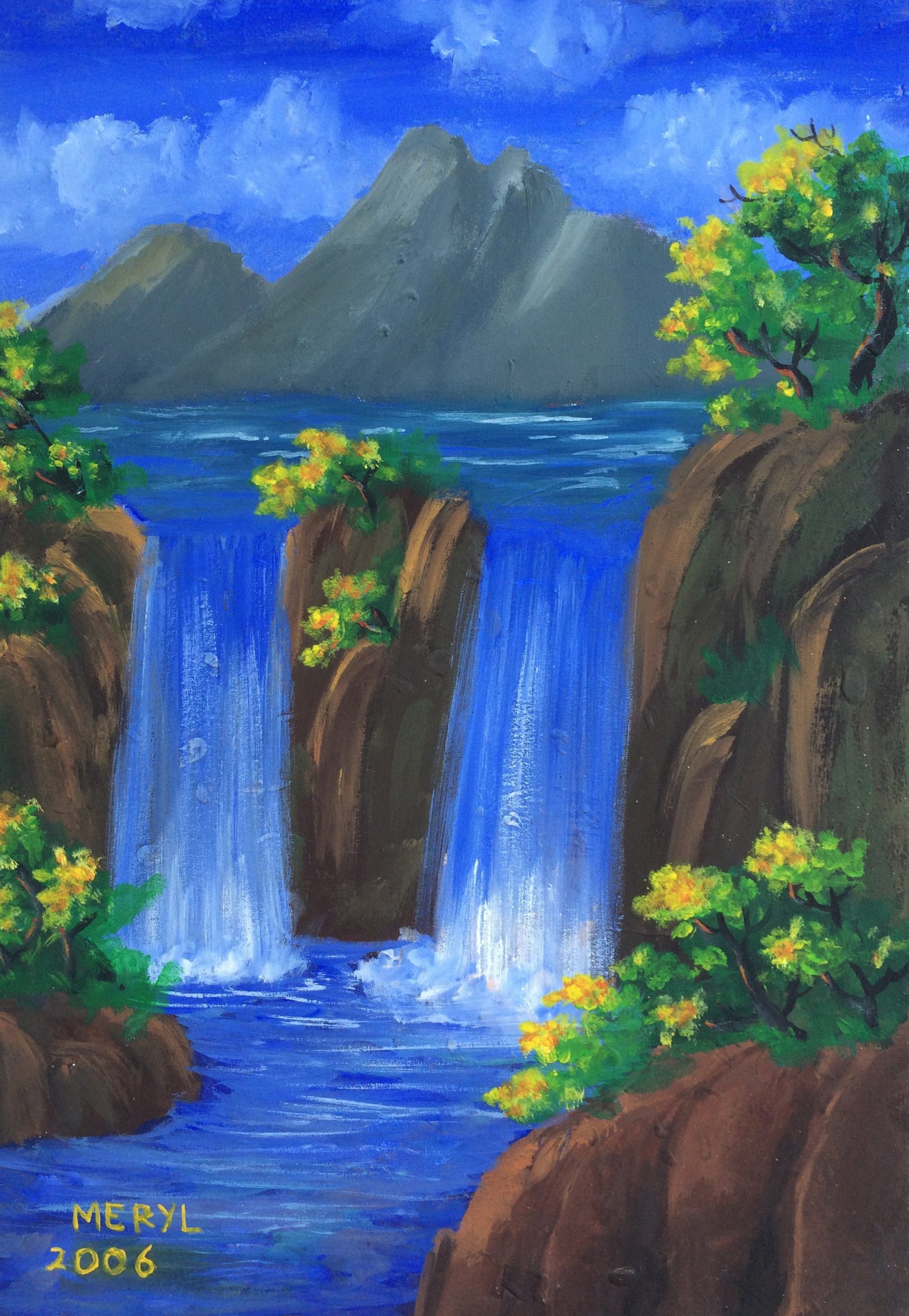 Правополушарное рисование водопад