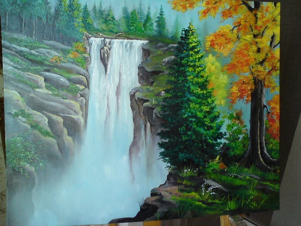 Пейзажи гор водопадов для рисования