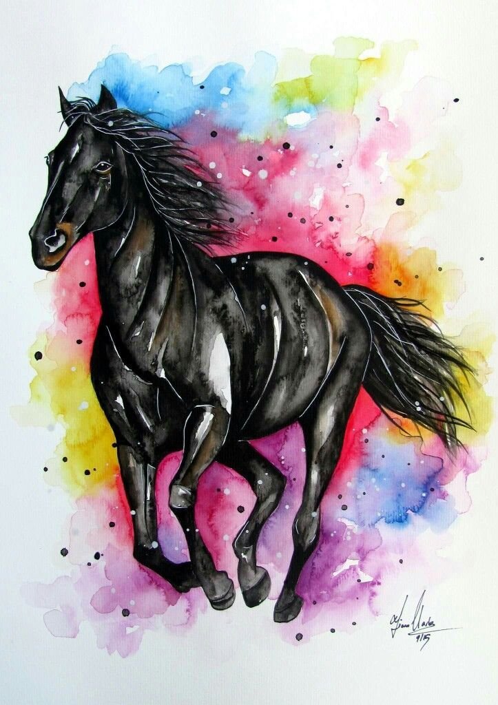 Лошадь красками
