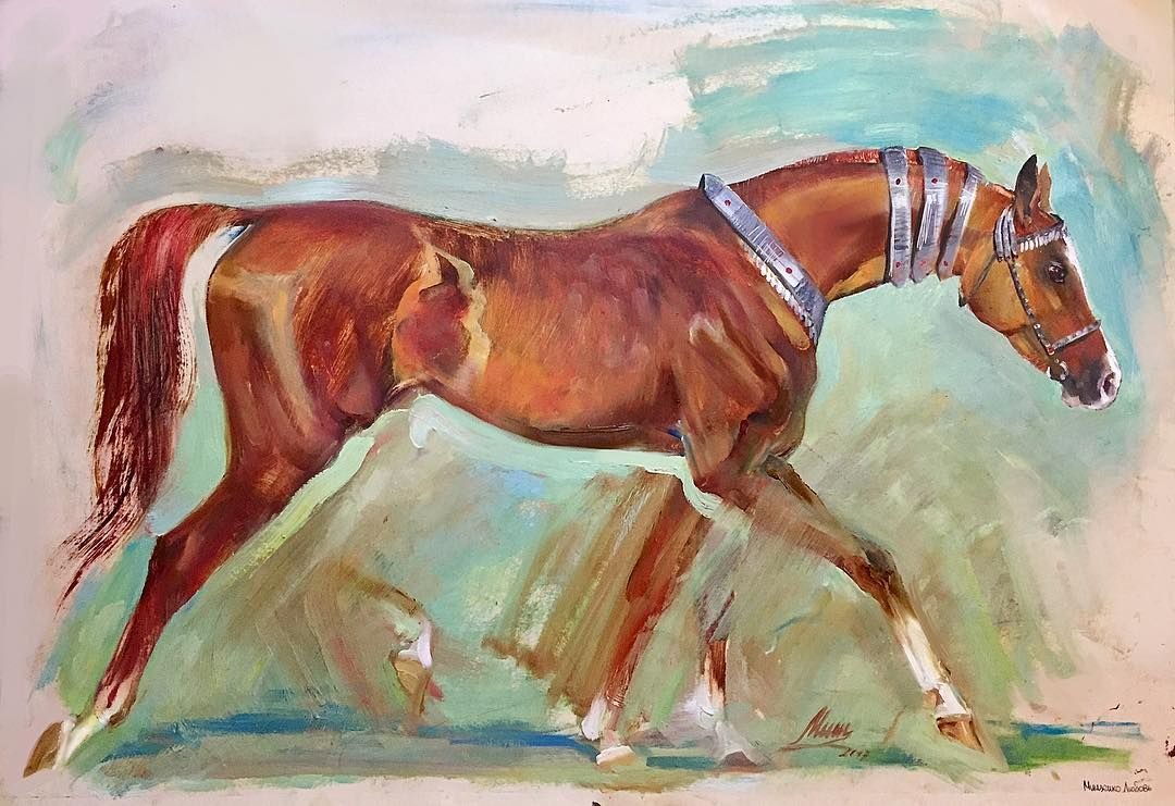 Рисунки лошадей красками