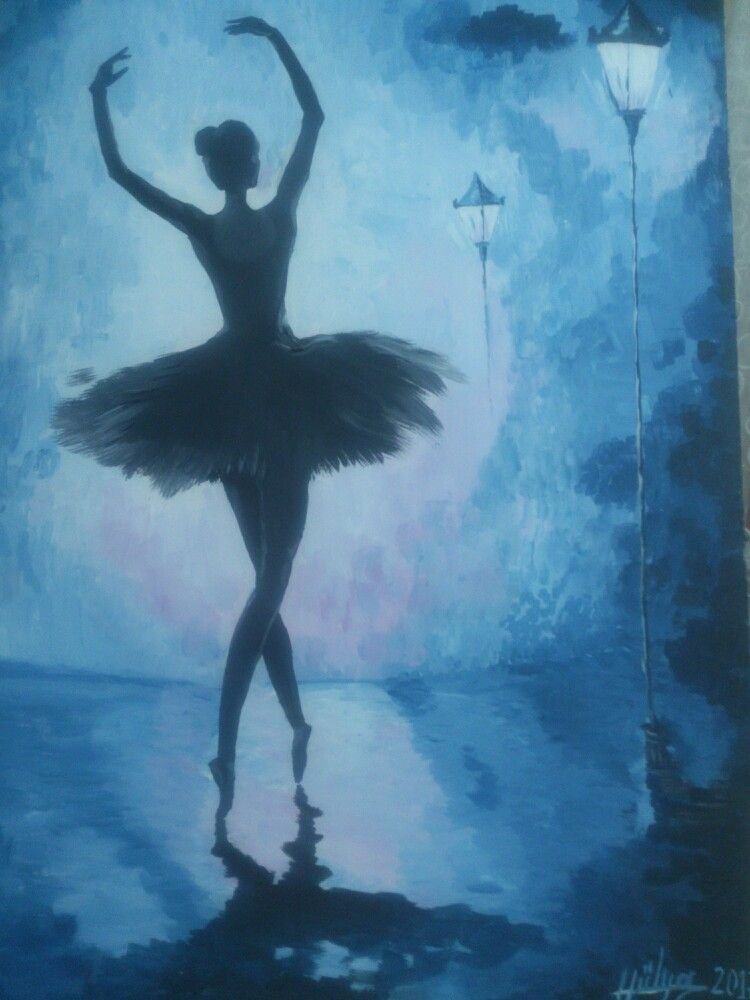 Балерина акварельными красками